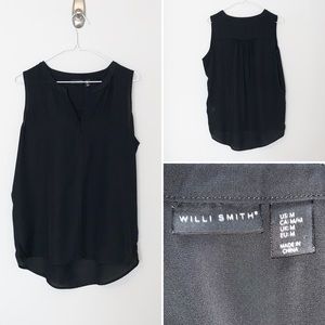 Willi Smith Sheer Sleeveless Black Blouse - Medium